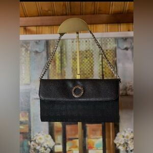 Bvlgari Y2K Black Logo Canvas Wallet / Clutch